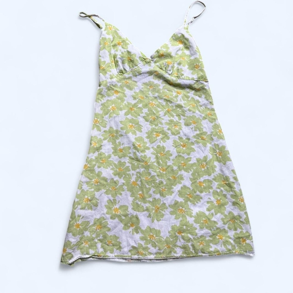 Green and White Floral Mini Dress